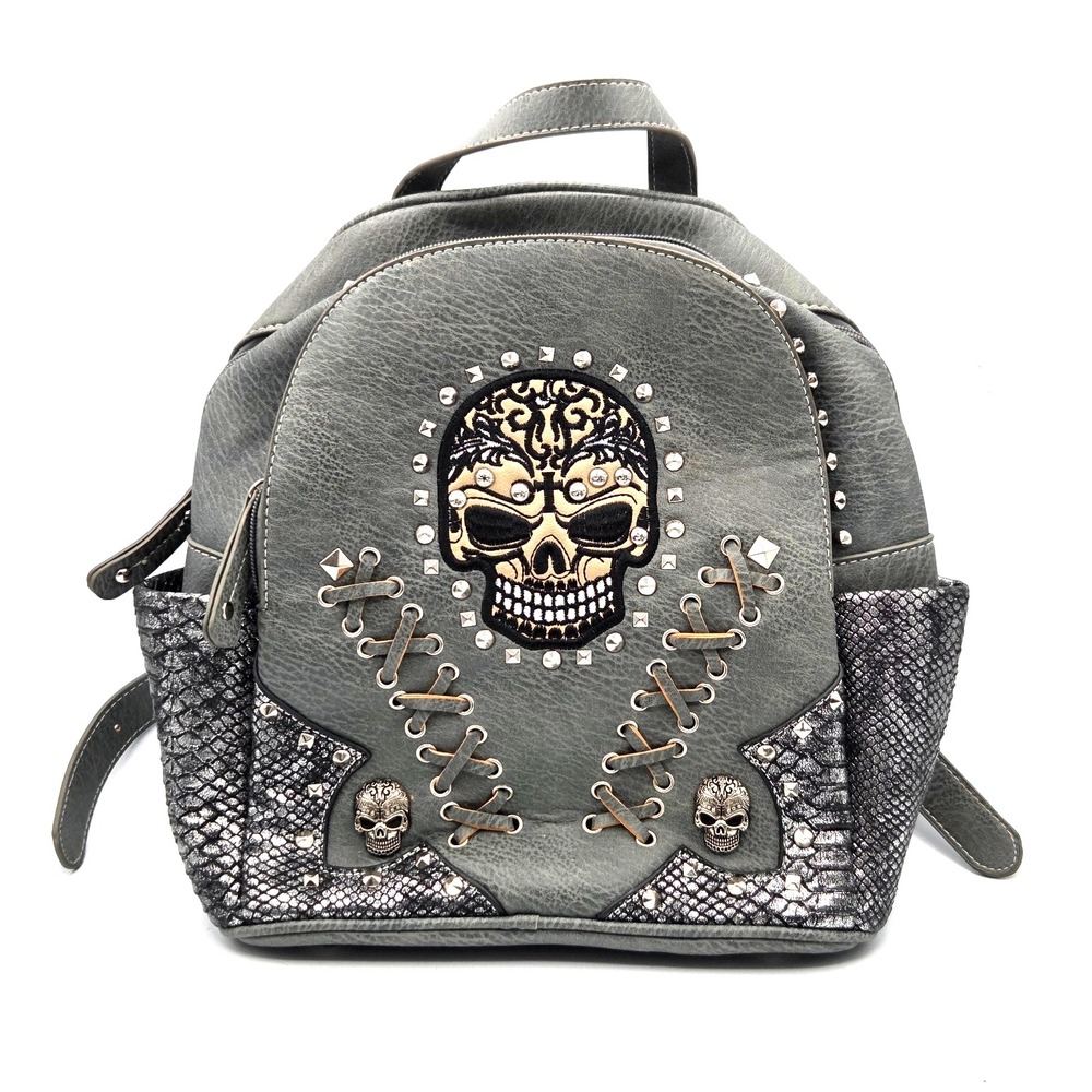Backpack Sugar Skull Punk Gothic Rivet Stud Biker Purse Cowgirl Trendy